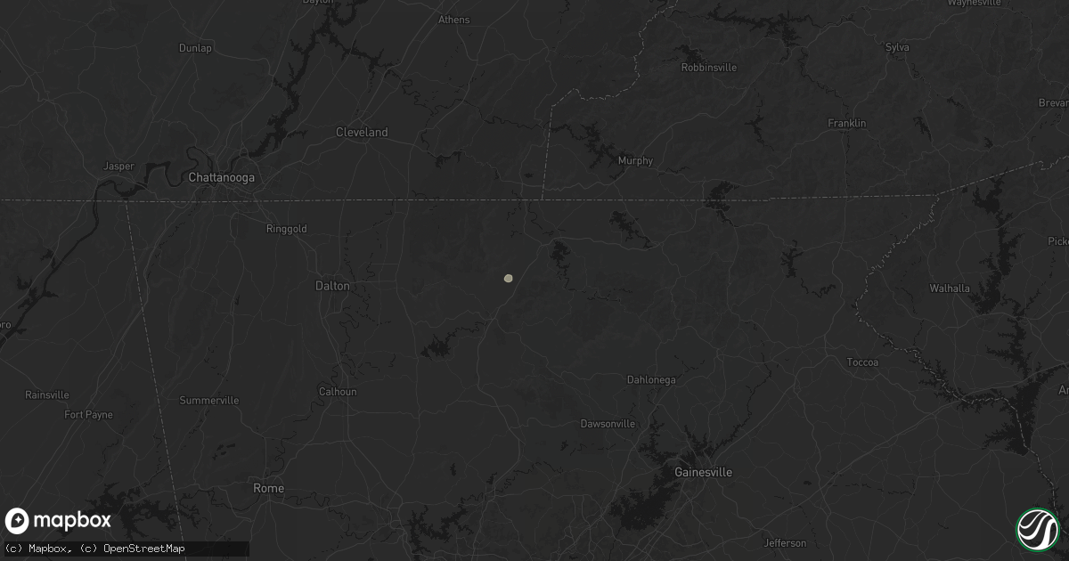 Hail map in Cherry Log, GA on August 14, 2026
