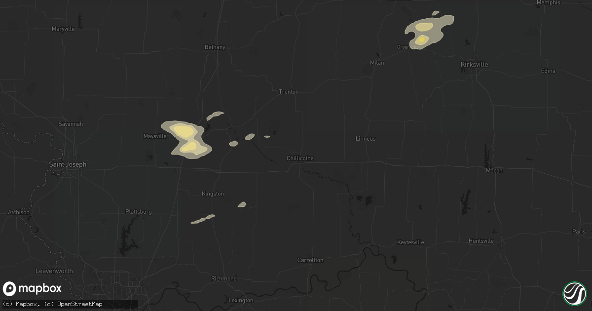 Hail map in Chillicothe, MO on August 14, 2026
