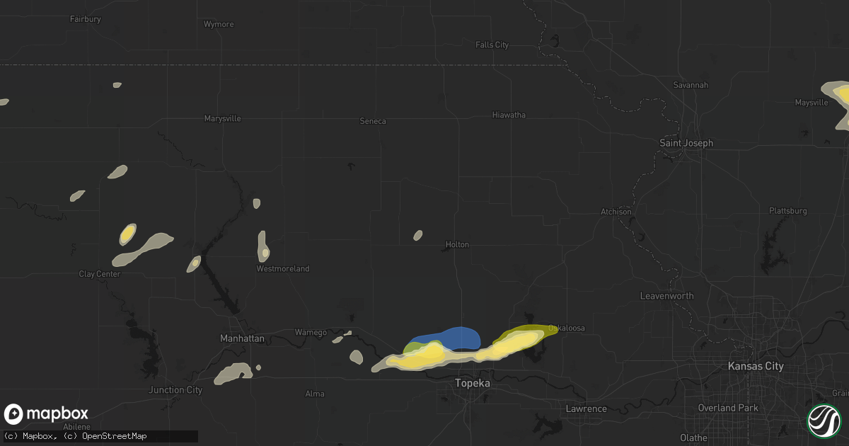 Hail map in Circleville, KS on August 14, 2026
