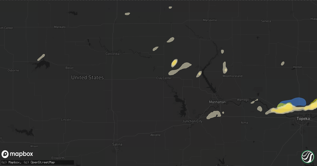 Hail map in Clay Center, KS on August 14, 2026