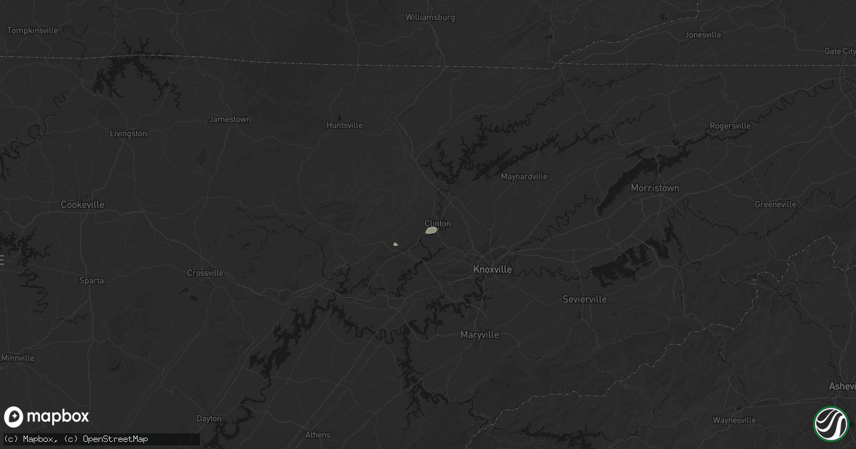 Hail map in Clinton, TN on August 14, 2026