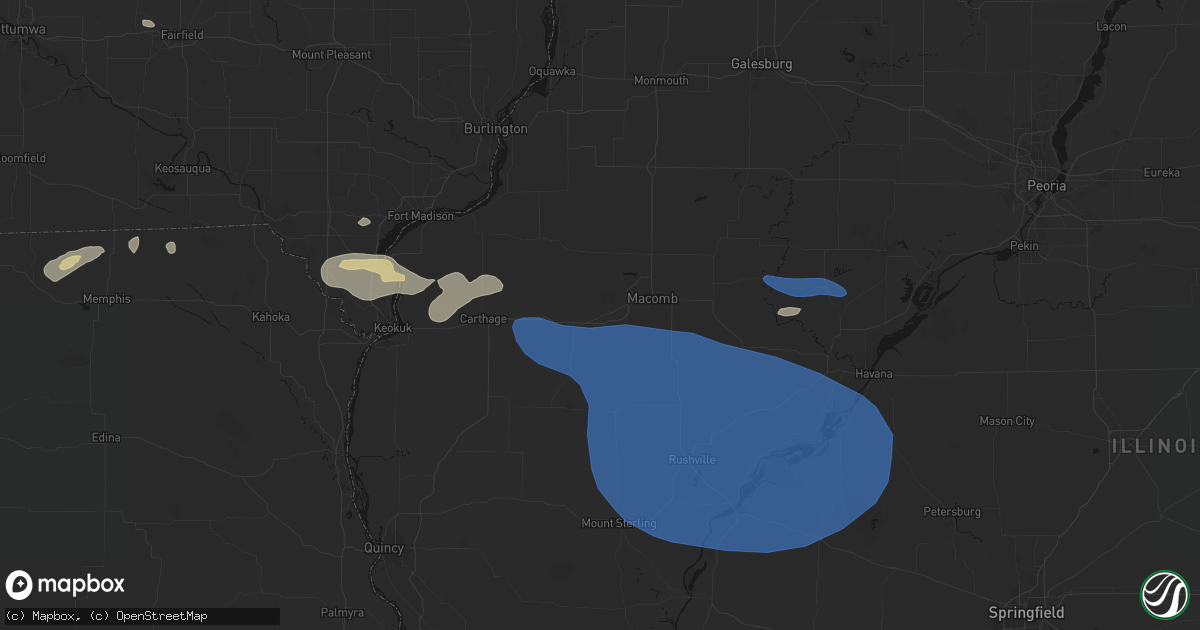 Hail map in Colchester, IL on August 14, 2026