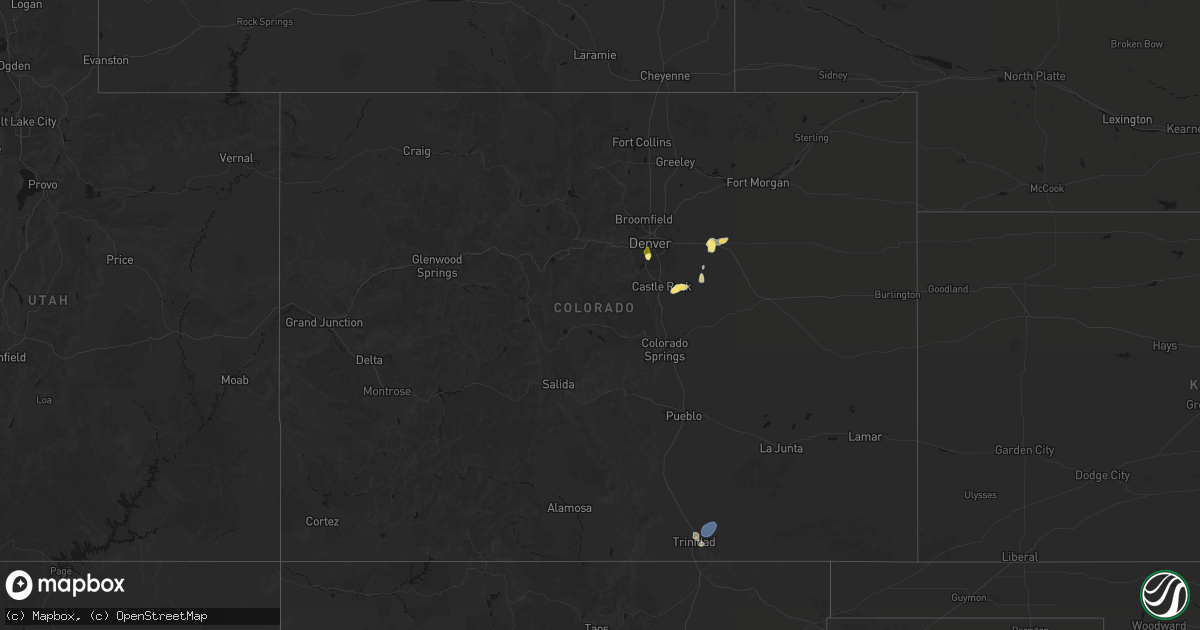 Hail map in Colorado on August 14, 2026
