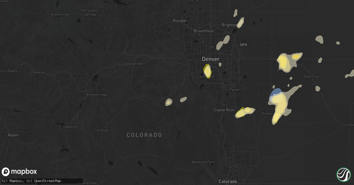 Hail map in Conifer, CO on August 14, 2026