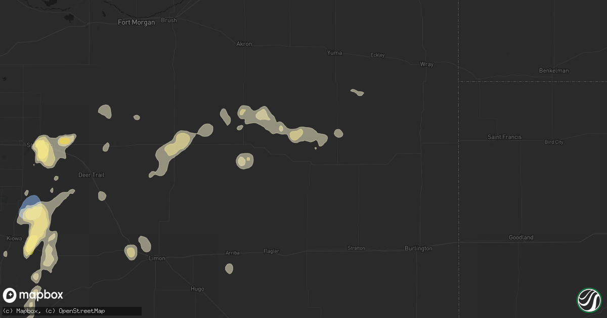 Hail map in Cope, CO on August 14, 2026