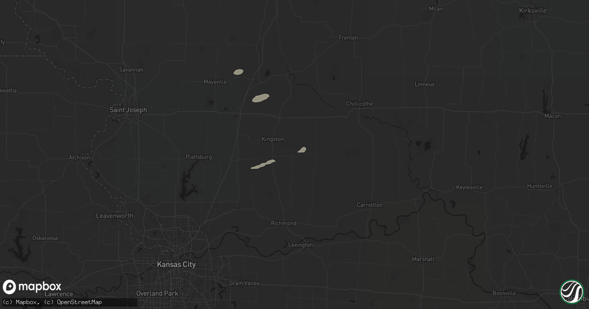 Hail map in Cowgill, MO on August 14, 2026