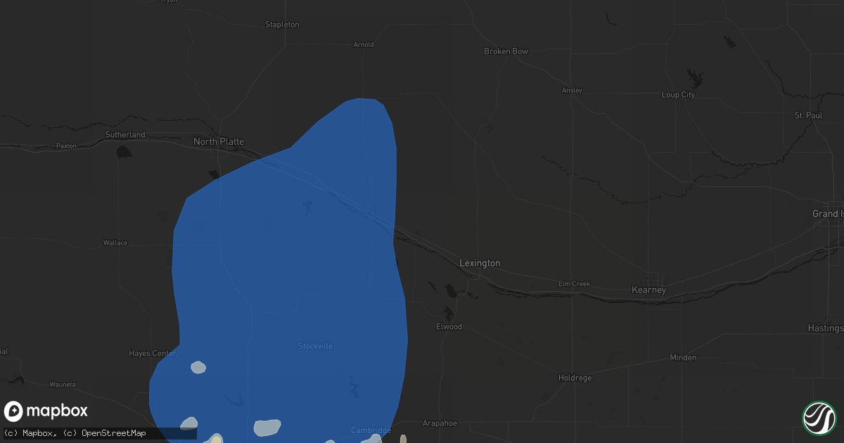 Hail map in Cozad, NE on August 14, 2026