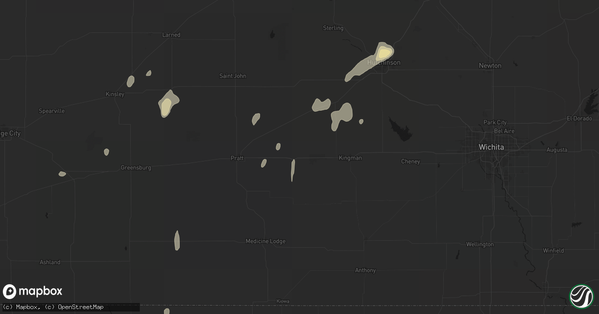 Hail map in Cunningham, KS on August 14, 2026