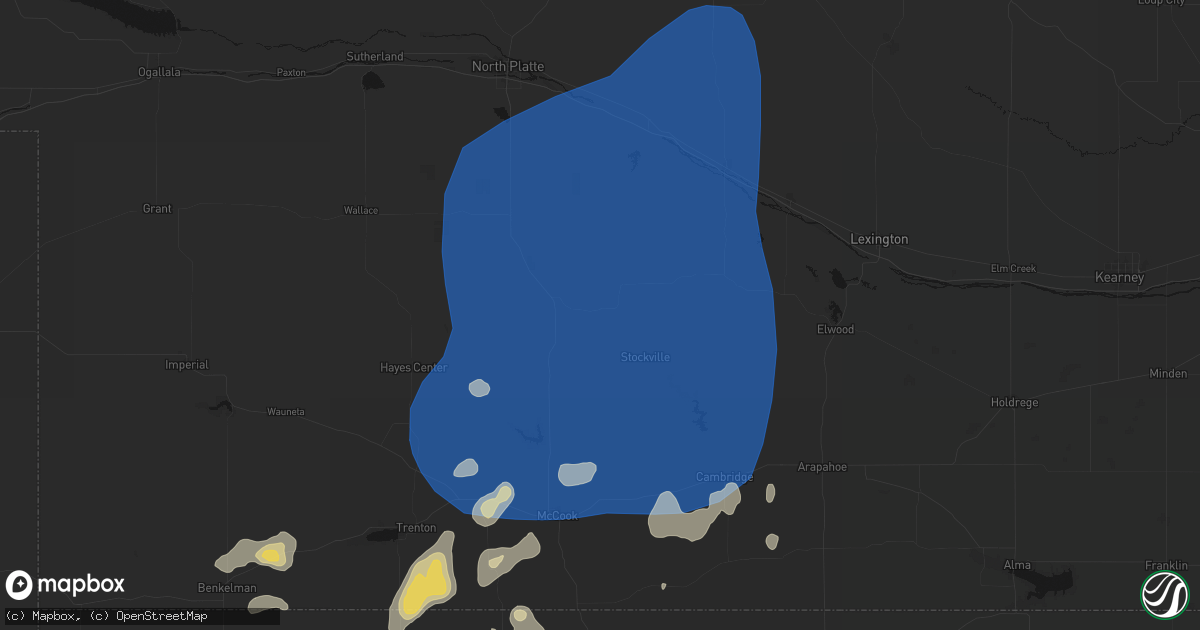Hail map in Curtis, NE on August 14, 2026