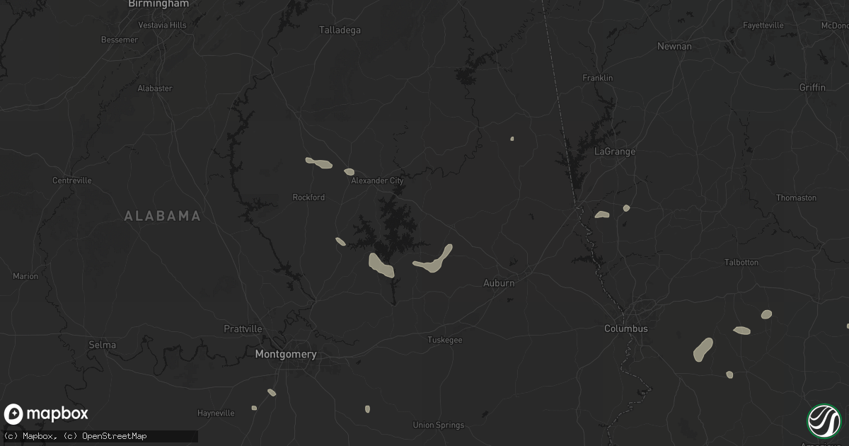 Hail map in Dadeville, AL on August 14, 2026