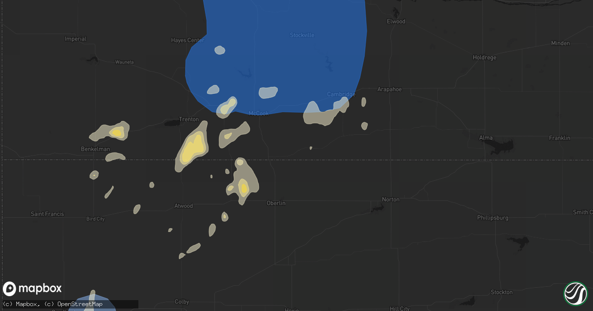 Hail map in Danbury, NE on August 14, 2026