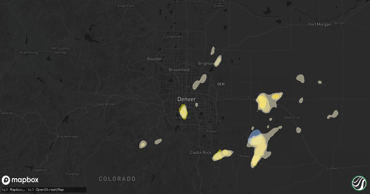 Hail map in Denver, CO on August 14, 2026
