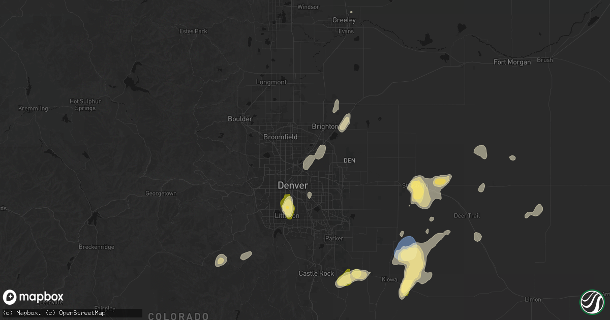Hail map in Dupont, CO on August 14, 2026