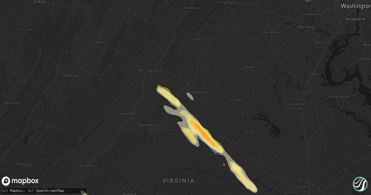 Hail map in Dyke, VA on August 14, 2026