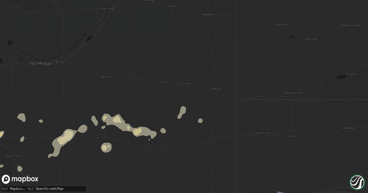 Hail map in Eckley, CO on August 14, 2026