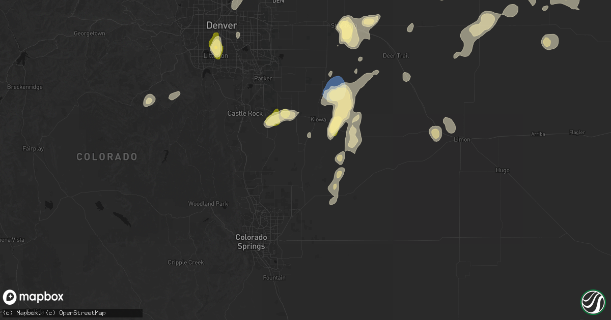 Hail map in Elbert, CO on August 14, 2026