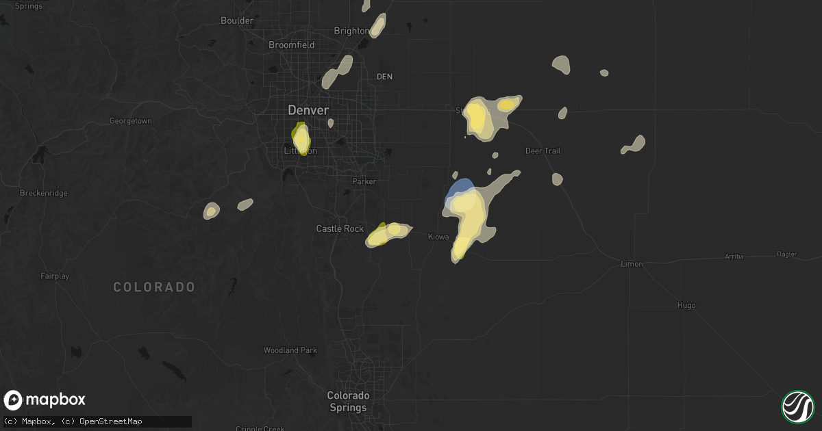 Hail map in Elizabeth, CO on August 14, 2026