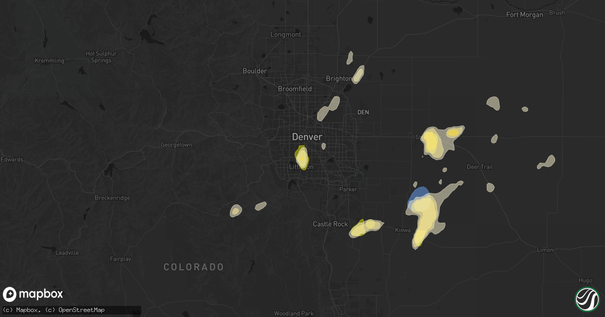 Hail map in Englewood, CO on August 14, 2026