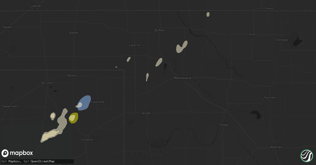 Hail map in Fargo, OK on August 14, 2026