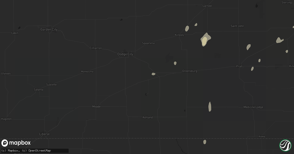 Hail map in Ford, KS on August 14, 2026