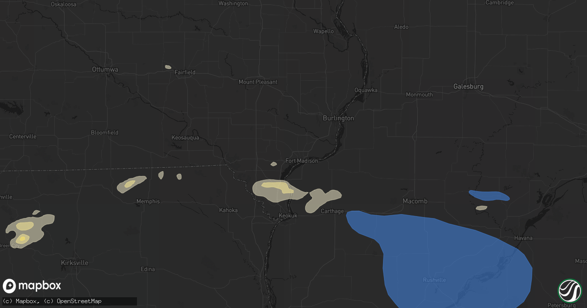 Hail map in Fort Madison, IA on August 14, 2026