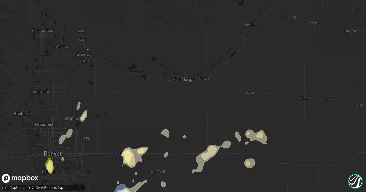 Hail map in Fort Morgan, CO on August 14, 2026