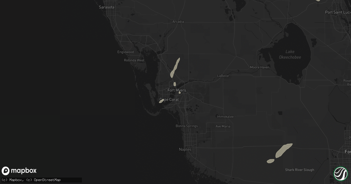 Hail map in Fort Myers, FL on August 14, 2026