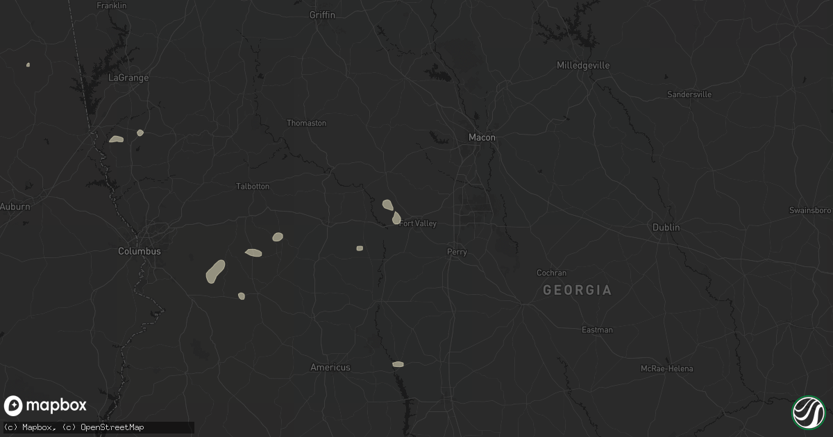 Hail map in Fort Valley, GA on August 14, 2026