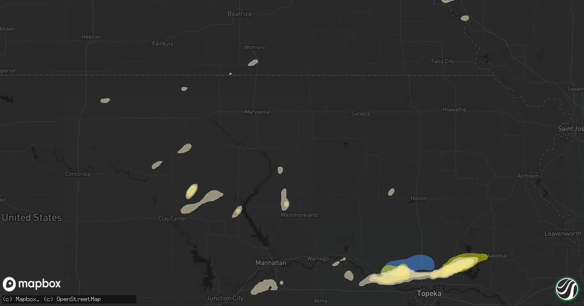 Hail map in Frankfort, KS on August 14, 2026