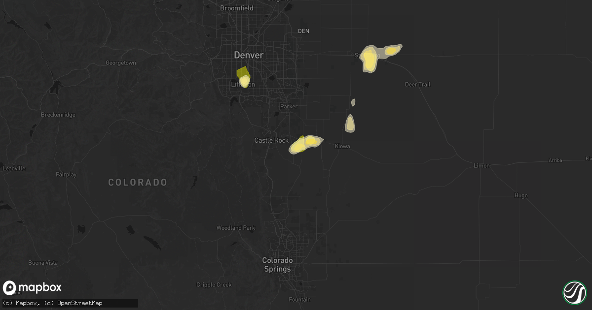 Hail map in Franktown, CO on August 14, 2026