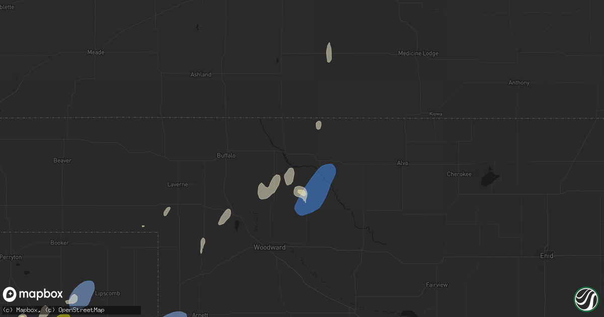 Hail map in Freedom, OK on August 14, 2026