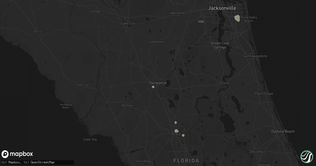 Hail map in Gainesville, FL on August 14, 2026
