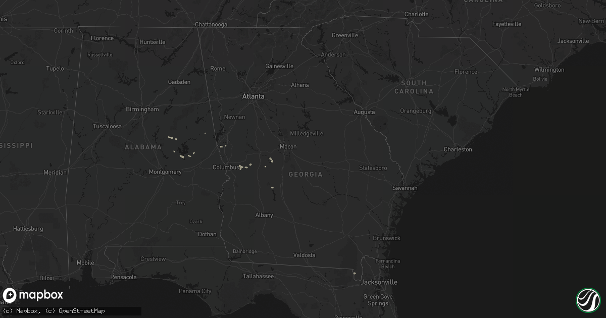 Hail map in Georgia on August 14, 2026