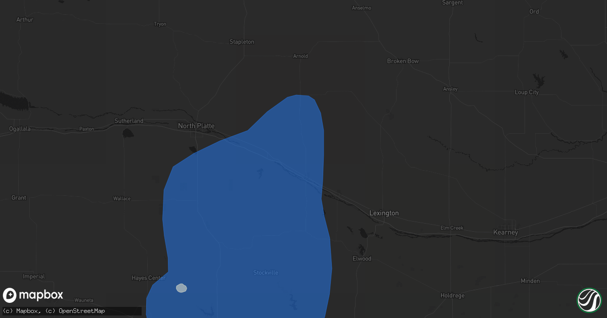 Hail map in Gothenburg, NE on August 14, 2026