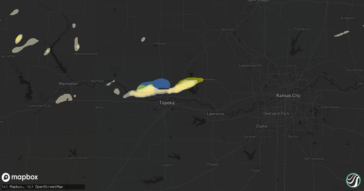 Hail map in Grantville, KS on August 14, 2026