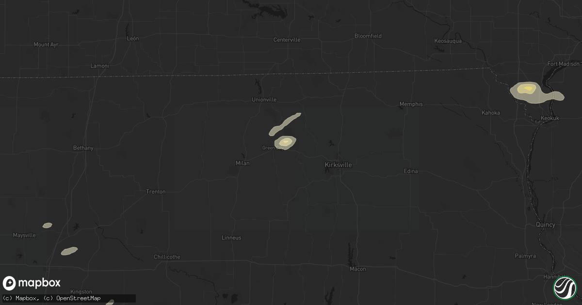 Hail map in Green Castle, MO on August 14, 2026