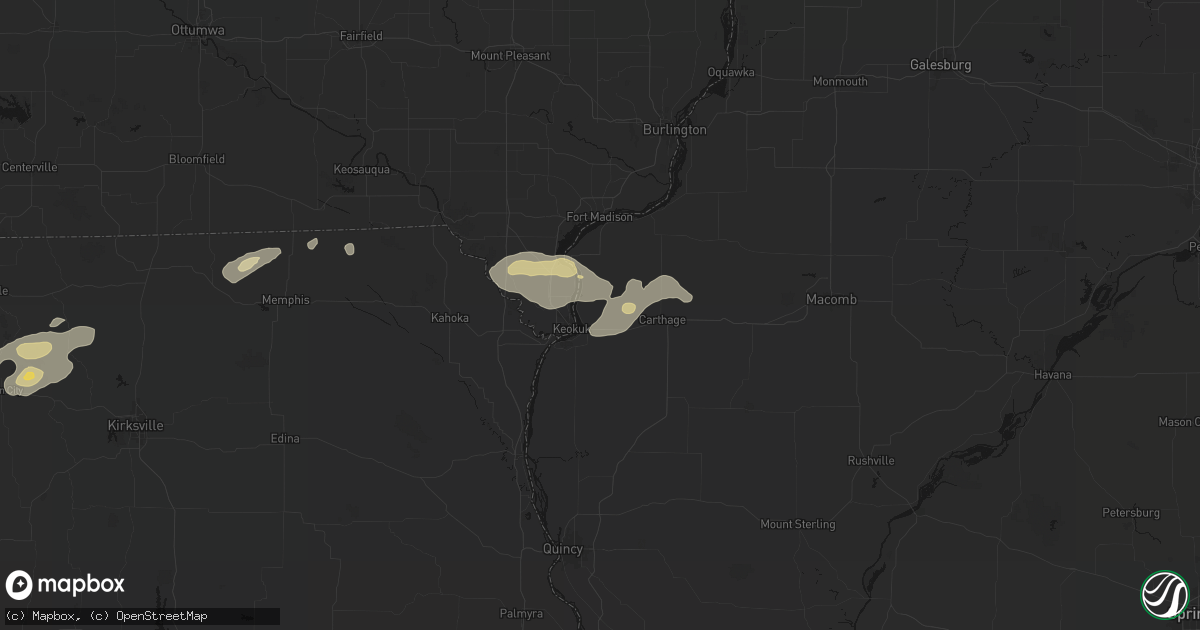 Hail map in Hamilton, IL on August 14, 2026