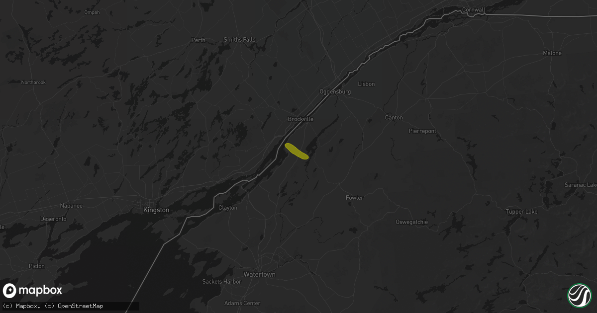Hail map in Hammond, NY on August 14, 2026