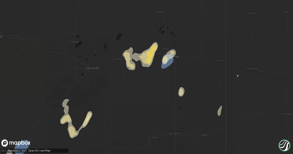 Hail map in Hasty, CO on August 14, 2026