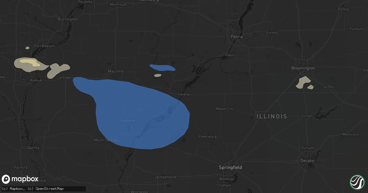 Hail map in Havana, IL on August 14, 2026