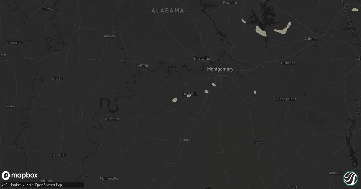 Hail map in Hayneville, AL on August 14, 2026