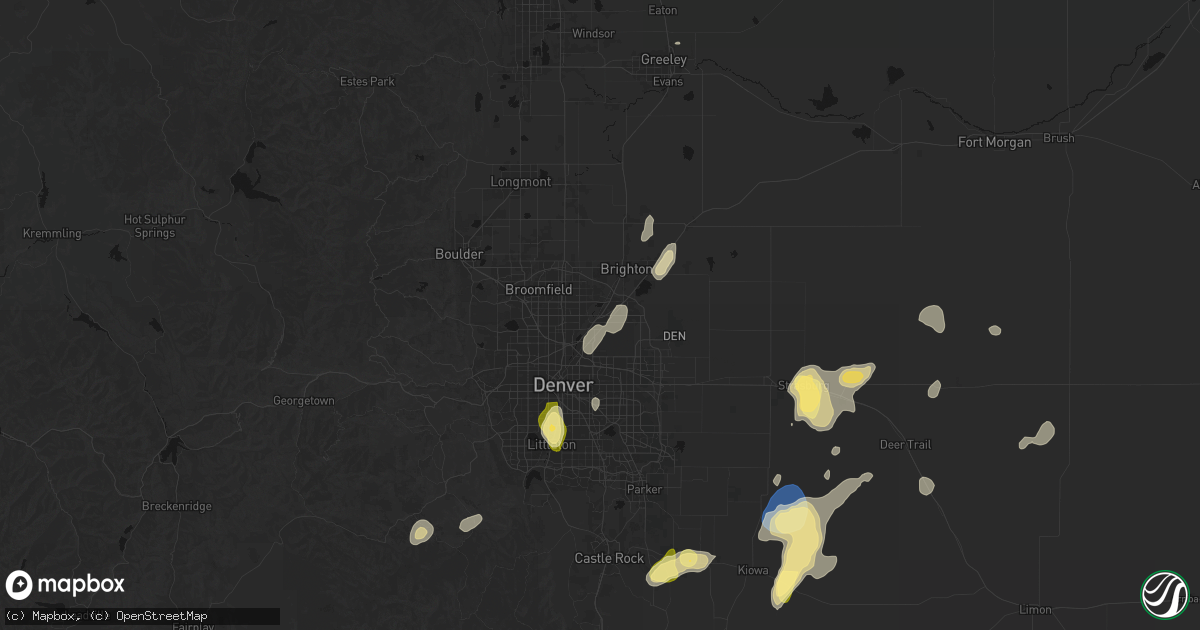 Hail map in Henderson, CO on August 14, 2026