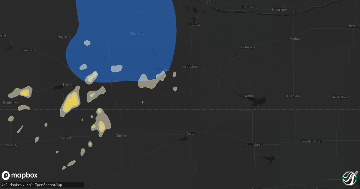 Hail map in Hendley, NE on August 14, 2026