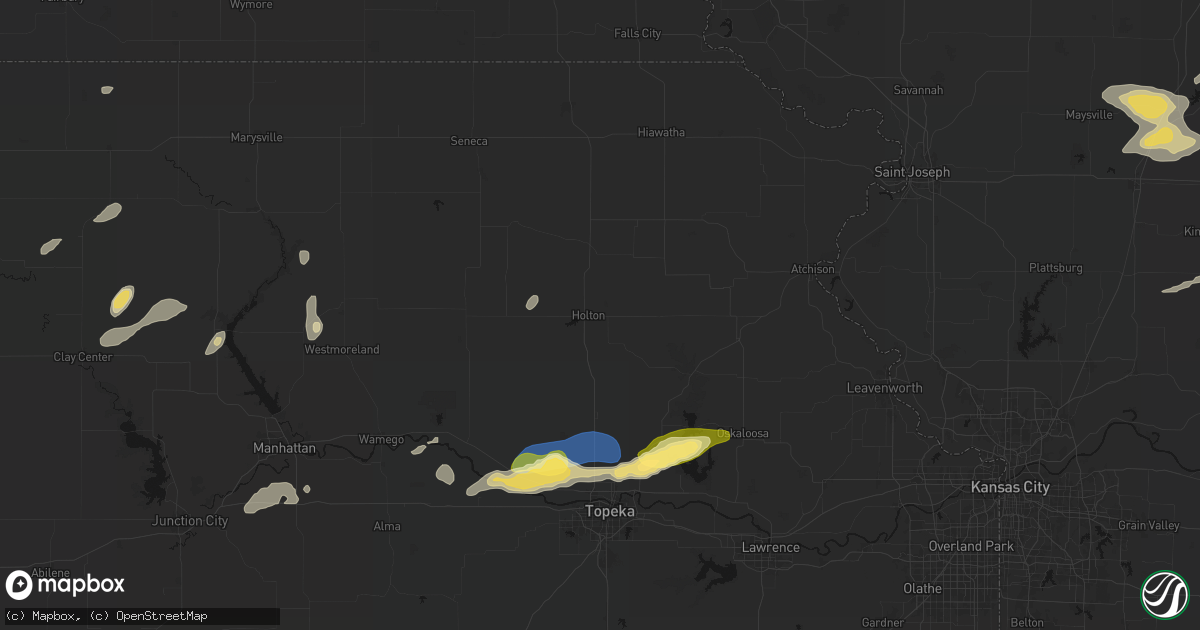 Hail map in Holton, KS on August 14, 2026