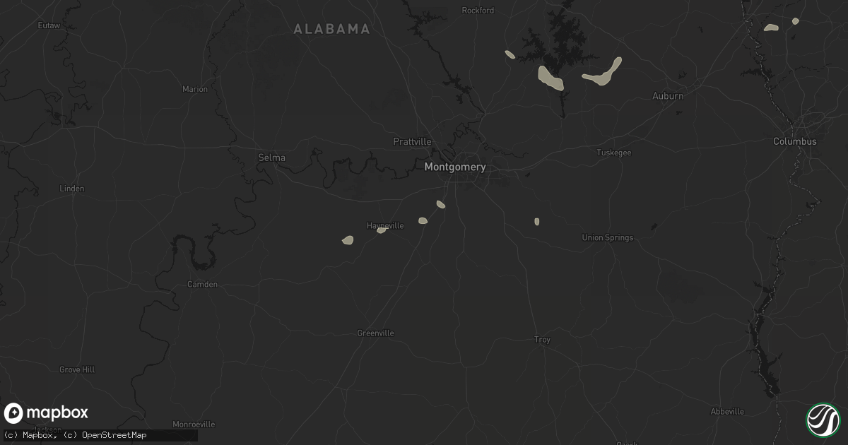 Hail map in Hope Hull, AL on August 14, 2026