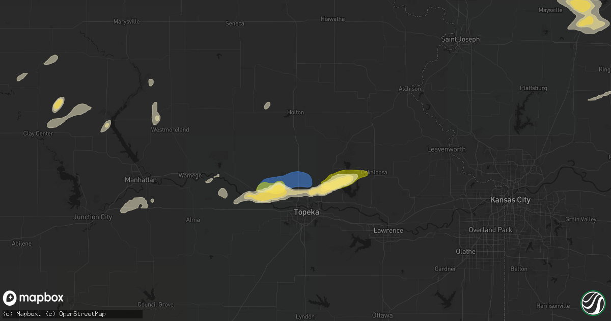 Hail map in Hoyt, KS on August 14, 2026