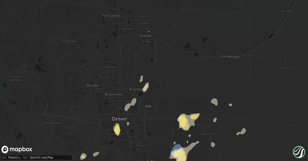 Hail map in Hudson, CO on August 14, 2026