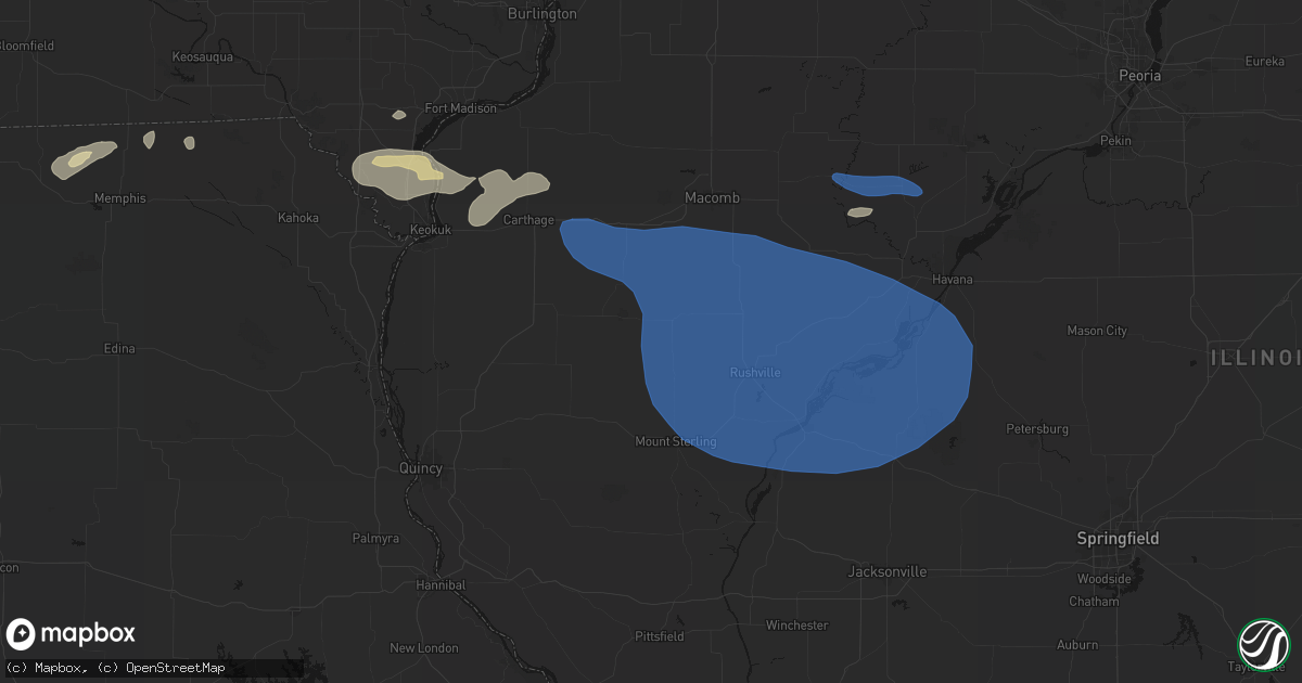 Hail map in Huntsville, IL on August 14, 2026