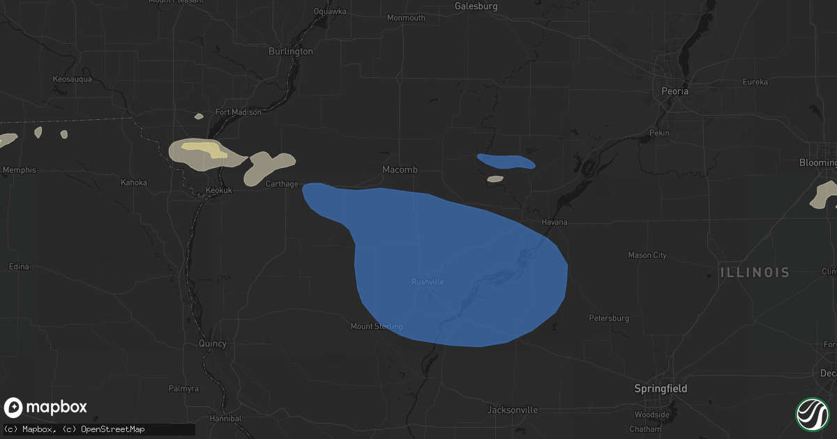 Hail map in Industry, IL on August 14, 2026