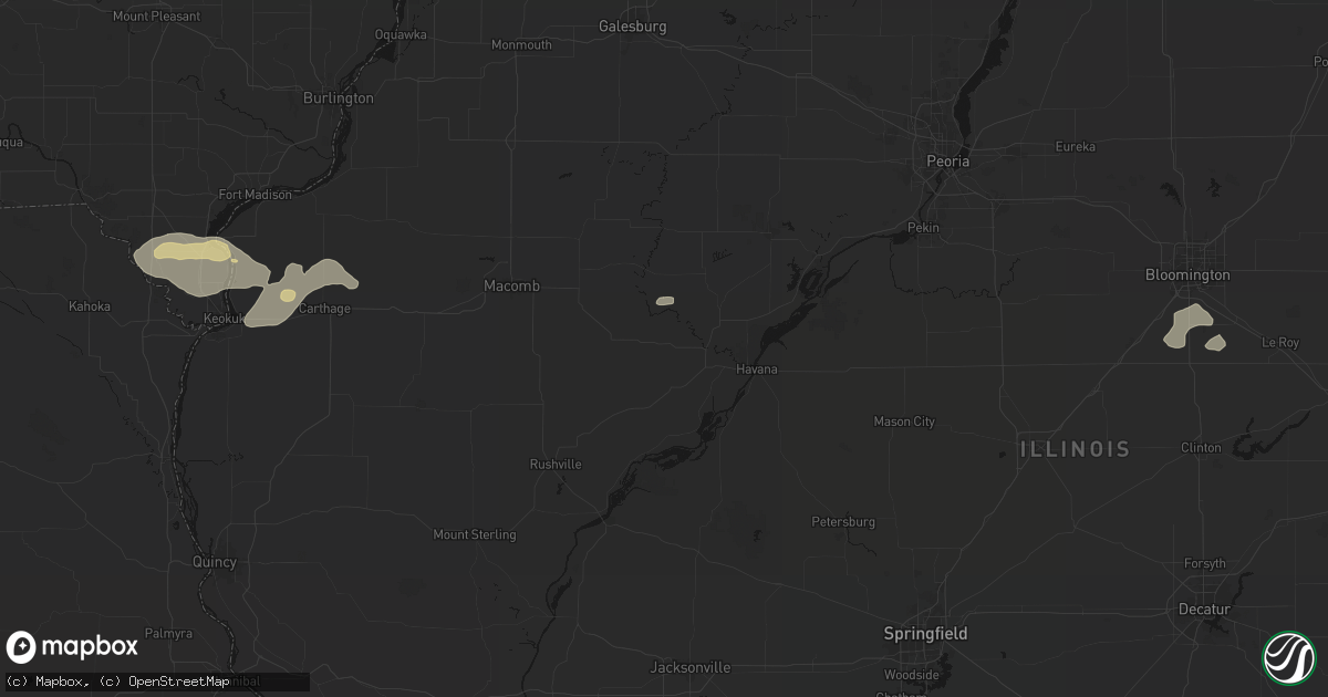 Hail map in Ipava, IL on August 14, 2026